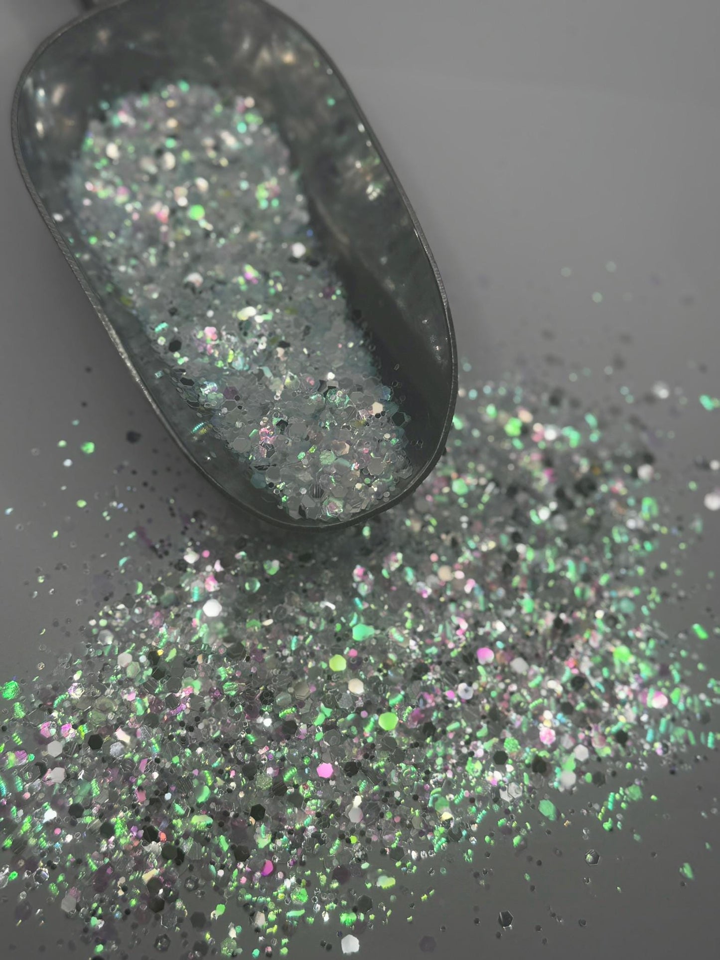 Chunky Iridescent Glitter: Light Blue with Silver Sparkle "Frozen"