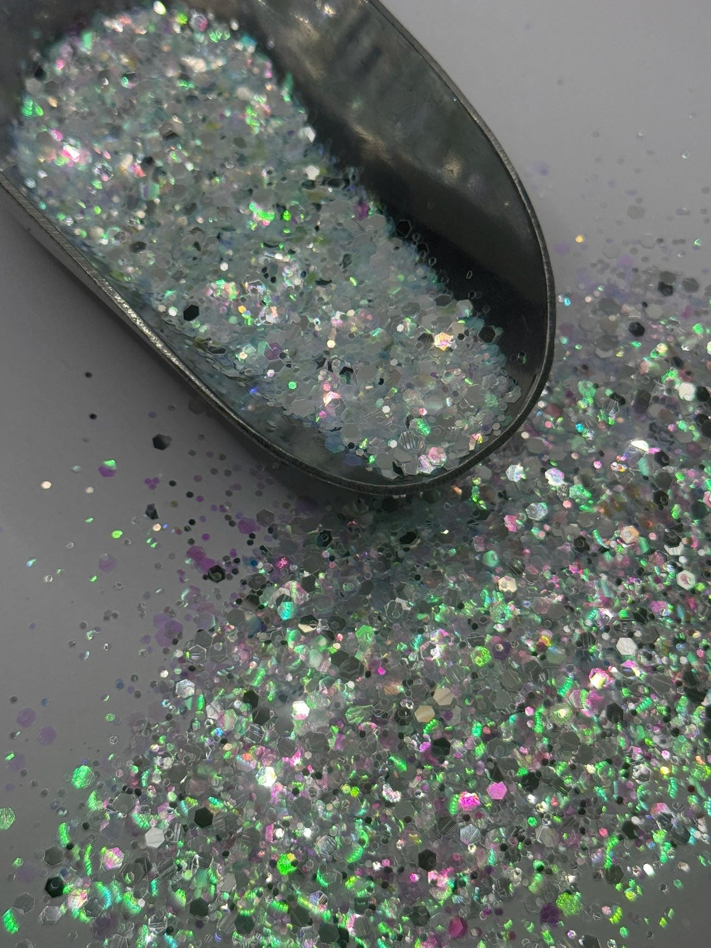 Chunky Iridescent Glitter: Light Blue with Silver Sparkle "Frozen"
