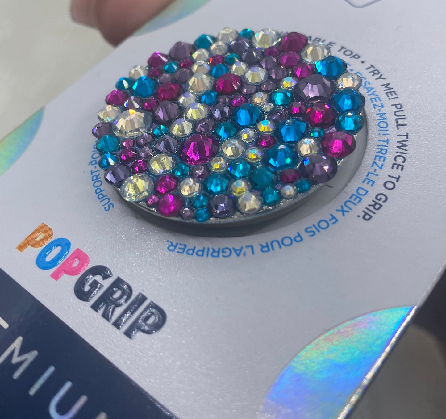 Bling Popsocket, Custom Phone Stand, Glass Rhinestones Mix