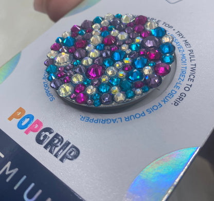 Bling Popsocket, Custom Phone Stand, Glass Rhinestones Mix