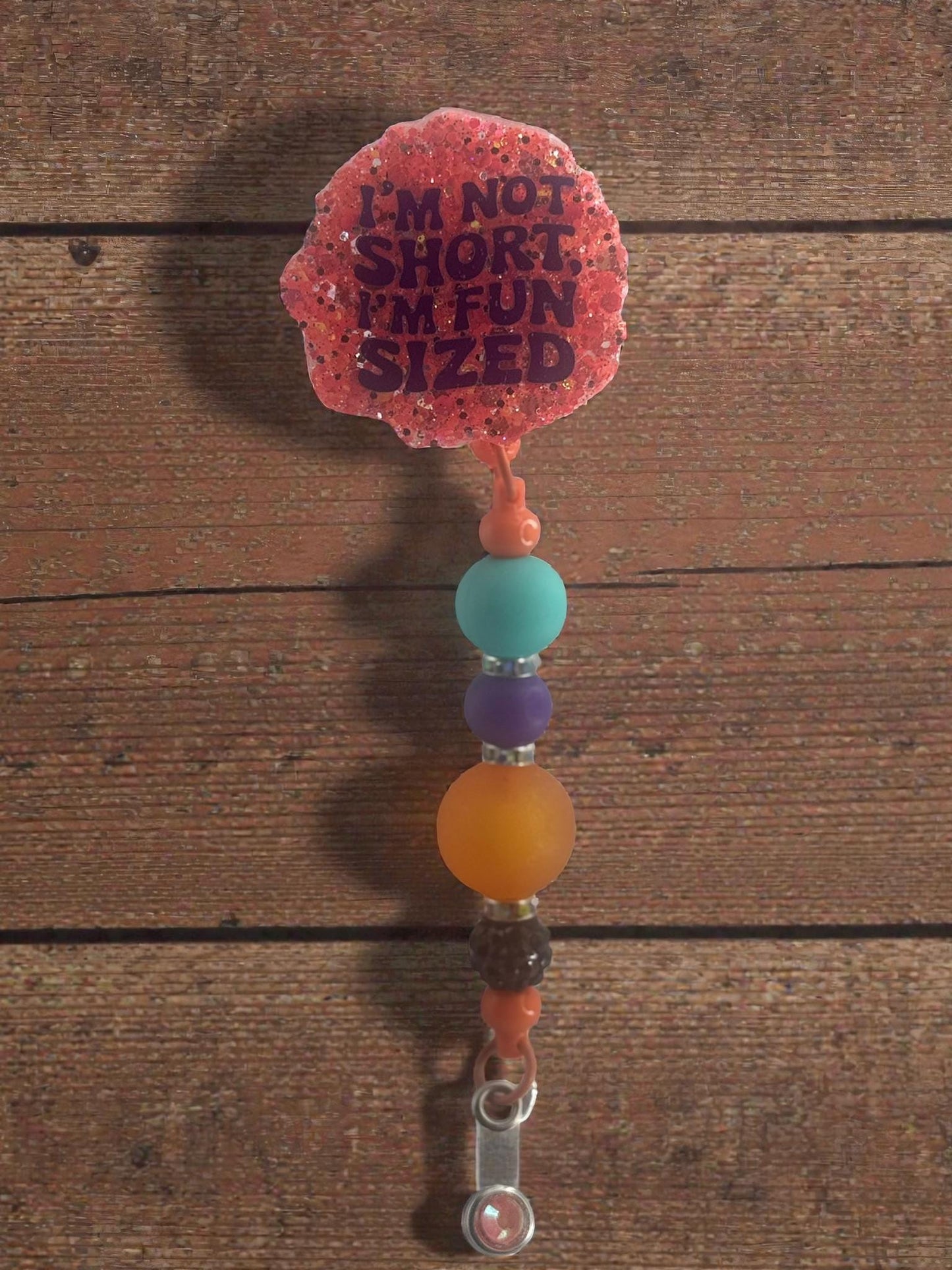 Funny Badge Reel with Bubblegum Beads - Handmade ID Holder - Sassy Work Accessory