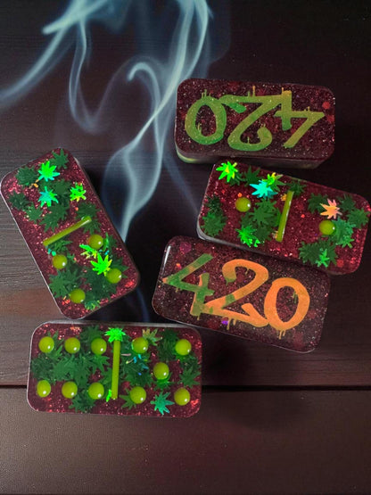 Handmade 420 Lover Domino Set with Storage Case | Unique Stoner Gift Idea