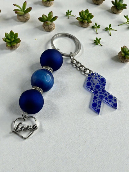 Chunky Bead Cancer Awareness Ribbon Keychain | Meaningful Support Accessory