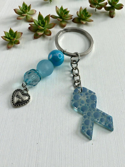 Chunky Bead Cancer Awareness Ribbon Keychain | Meaningful Support Accessory