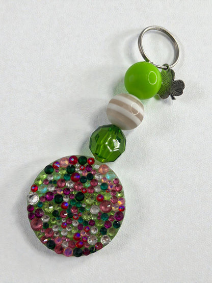 Rhinestone Keychain with Bubblegum Beads