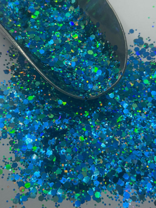 Chunky Holographic Blue Glitter: Crafting & Tumbler Supplies "Lake Days"