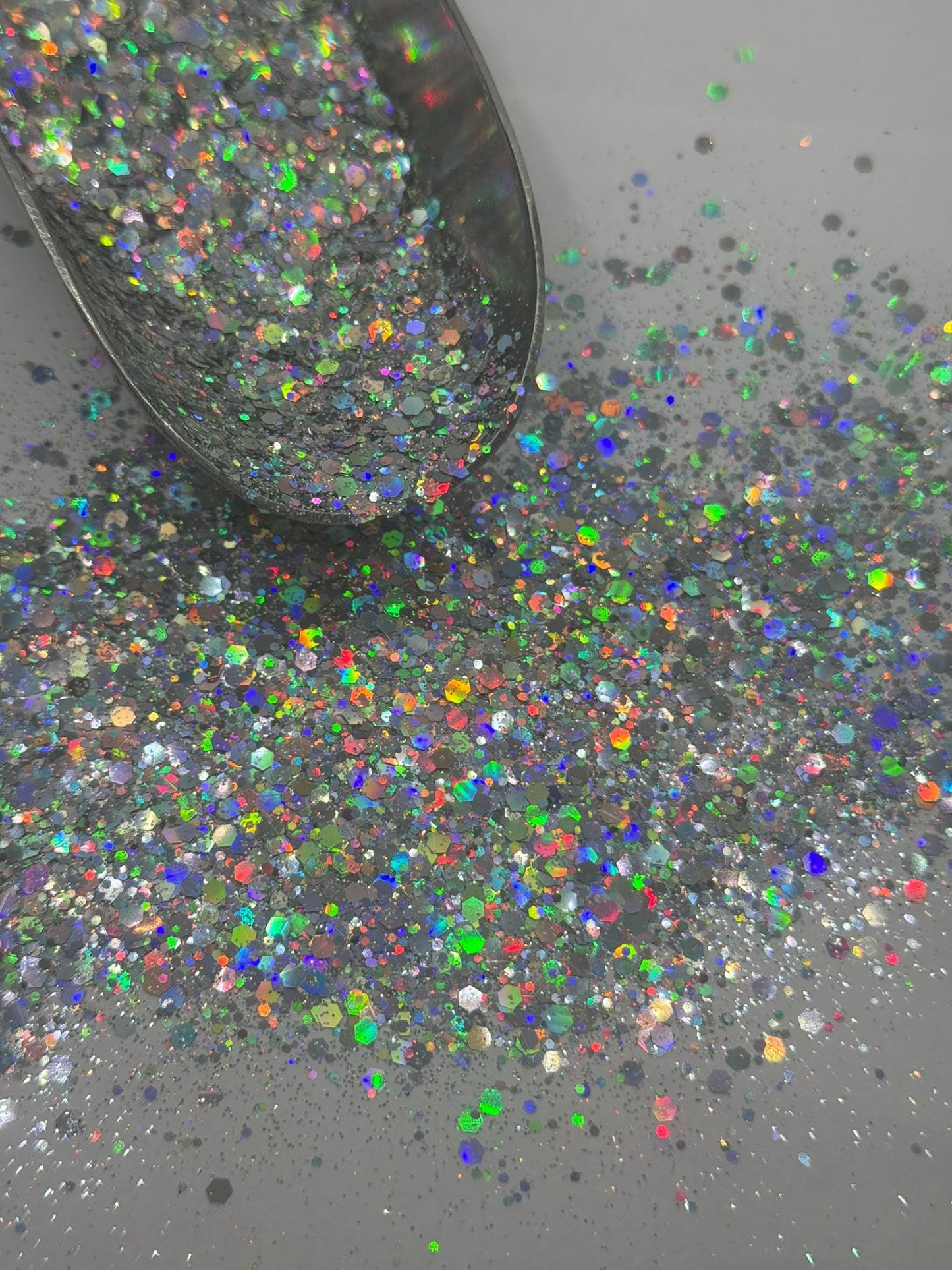 Holographic Silver Chunky Glitter: DIY Crafting Supply "Conceited"
