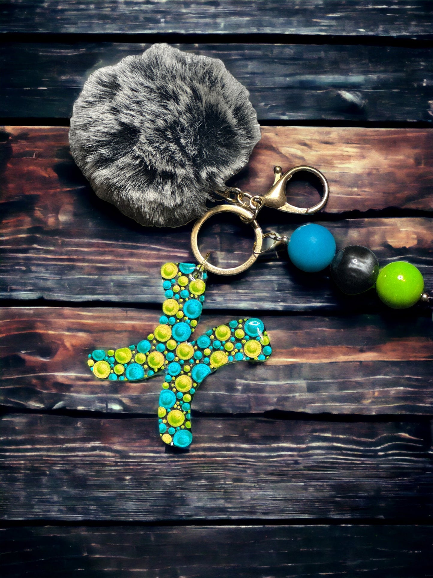Zodiac Sign PomPom Keychain: Dot Art Bubblegum Bead Bag Charm
