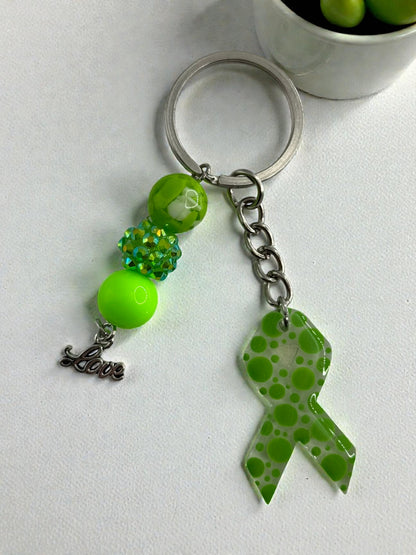 Chunky Bead Cancer Awareness Ribbon Keychain | Meaningful Support Accessory