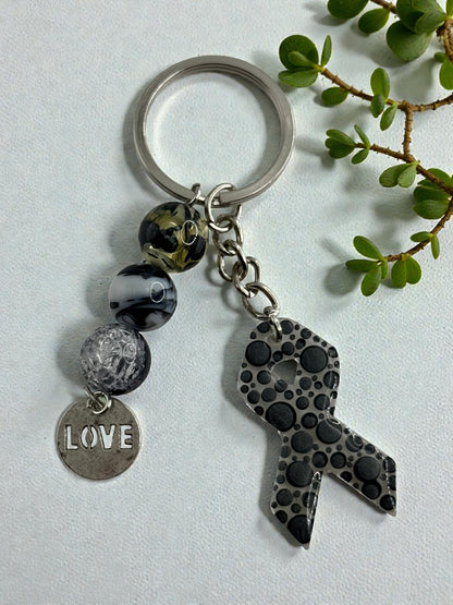 Chunky Bead Cancer Awareness Ribbon Keychain | Meaningful Support Accessory