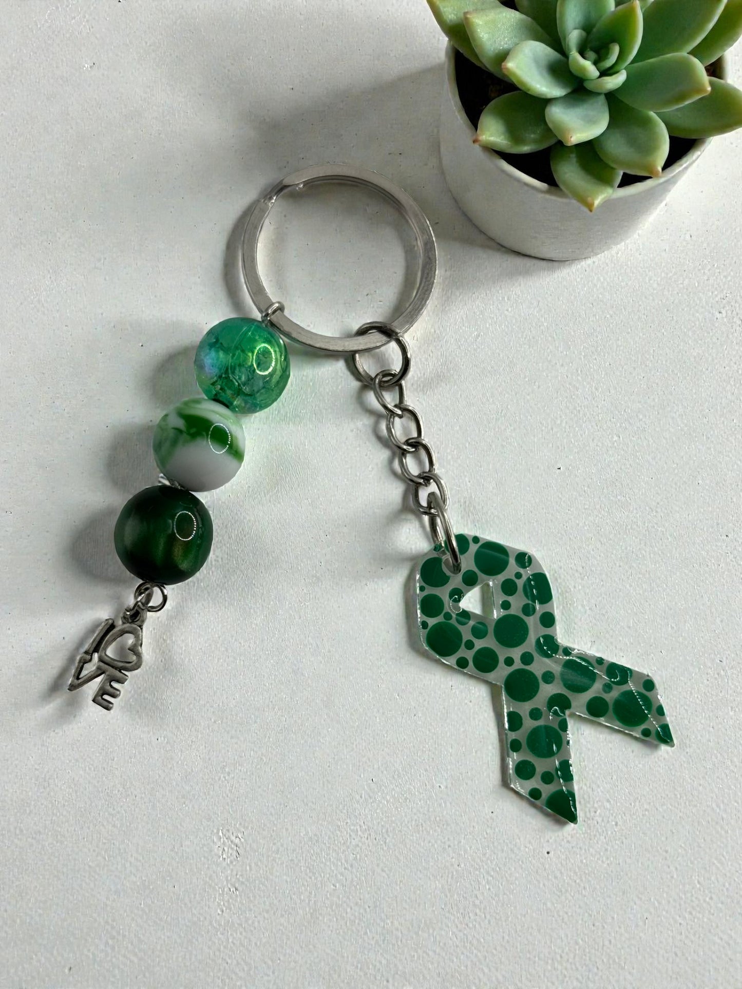 Chunky Bead Cancer Awareness Ribbon Keychain | Meaningful Support Accessory