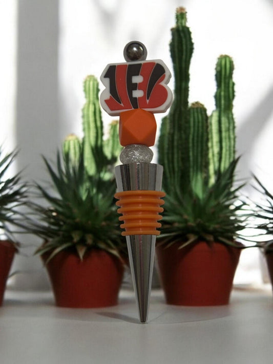 Football Beaded Wine Stopper with Unique Focal Charm | Fun Bottle Sealer Gift