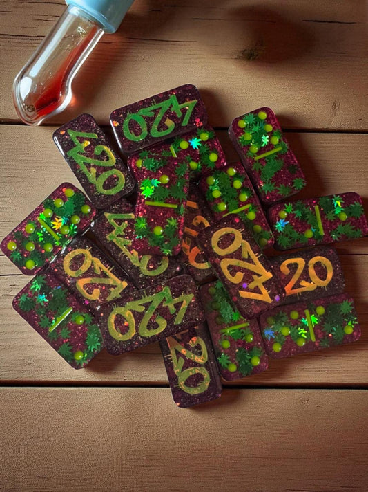 Handmade 420 Lover Domino Set with Storage Case | Unique Stoner Gift Idea