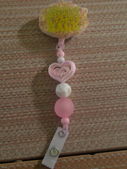 Funny Badge Reel with Bubblegum Beads - Handmade ID Holder - Sassy Work Accessory