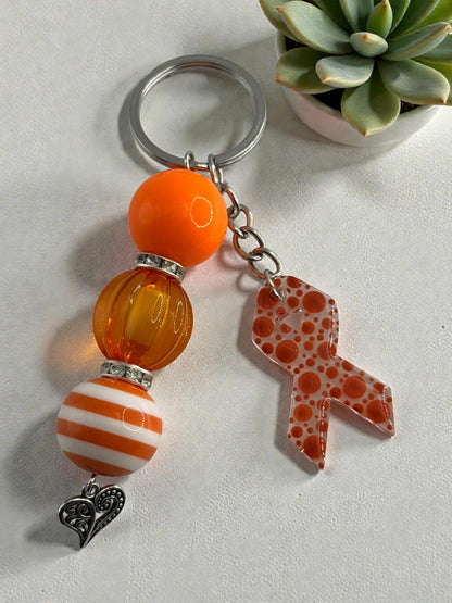 Chunky Bead Cancer Awareness Ribbon Keychain | Meaningful Support Accessory