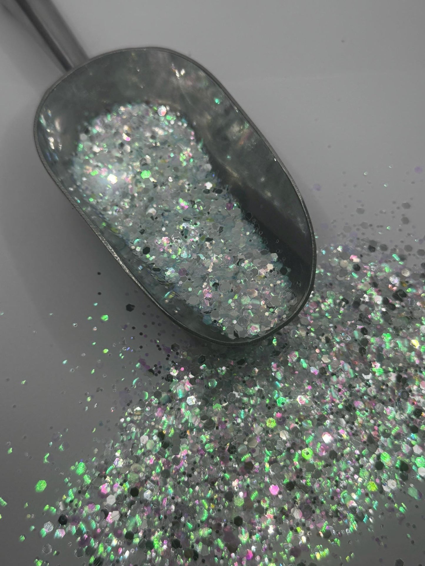 Chunky Iridescent Glitter: Light Blue with Silver Sparkle "Frozen"