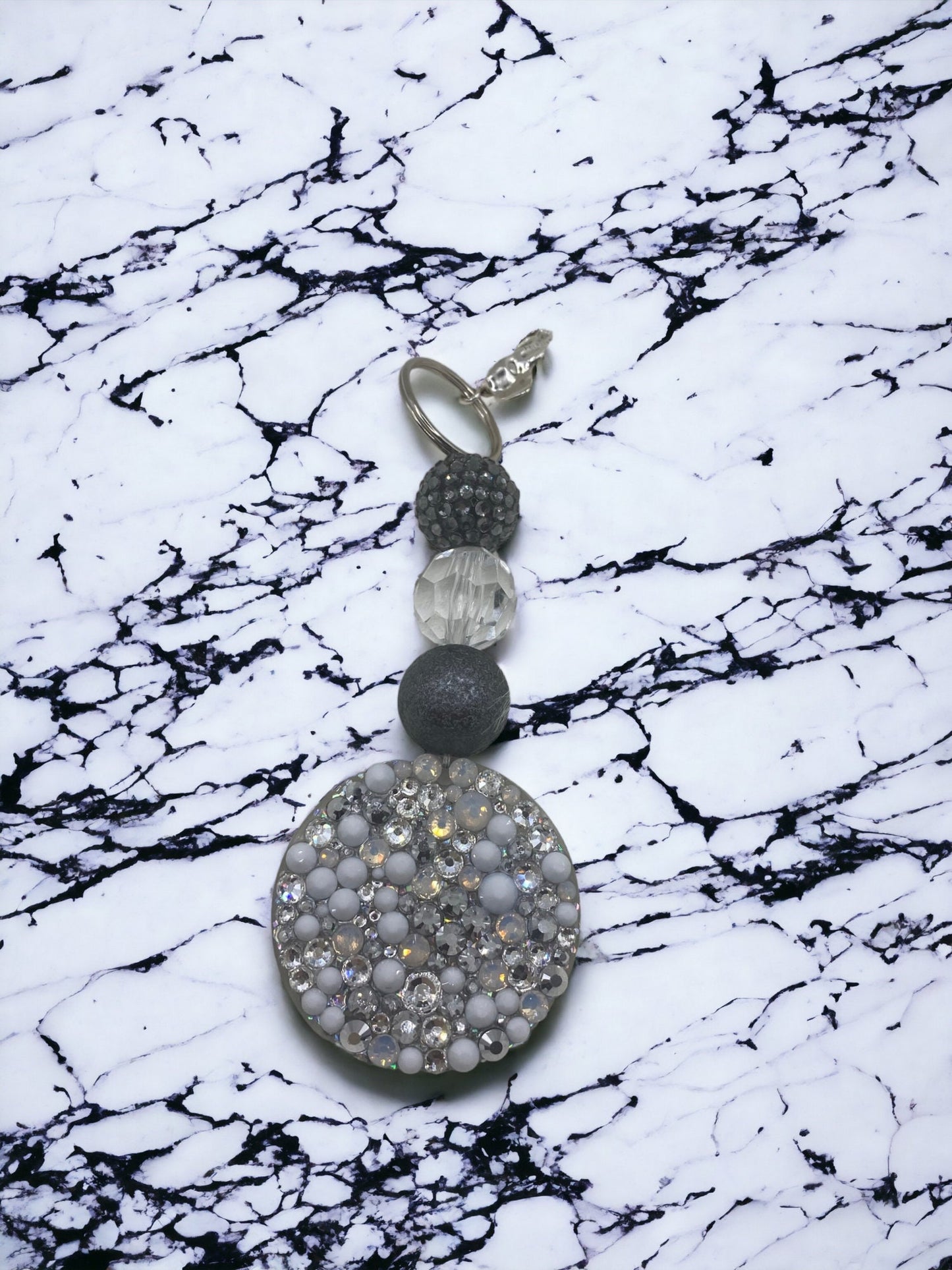 Rhinestone Keychain with Bubblegum Beads