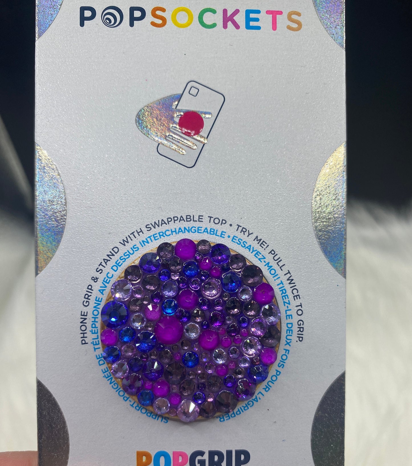 Bling Popsocket, Custom Phone Stand, Glass Rhinestones Mix, Phone Grip