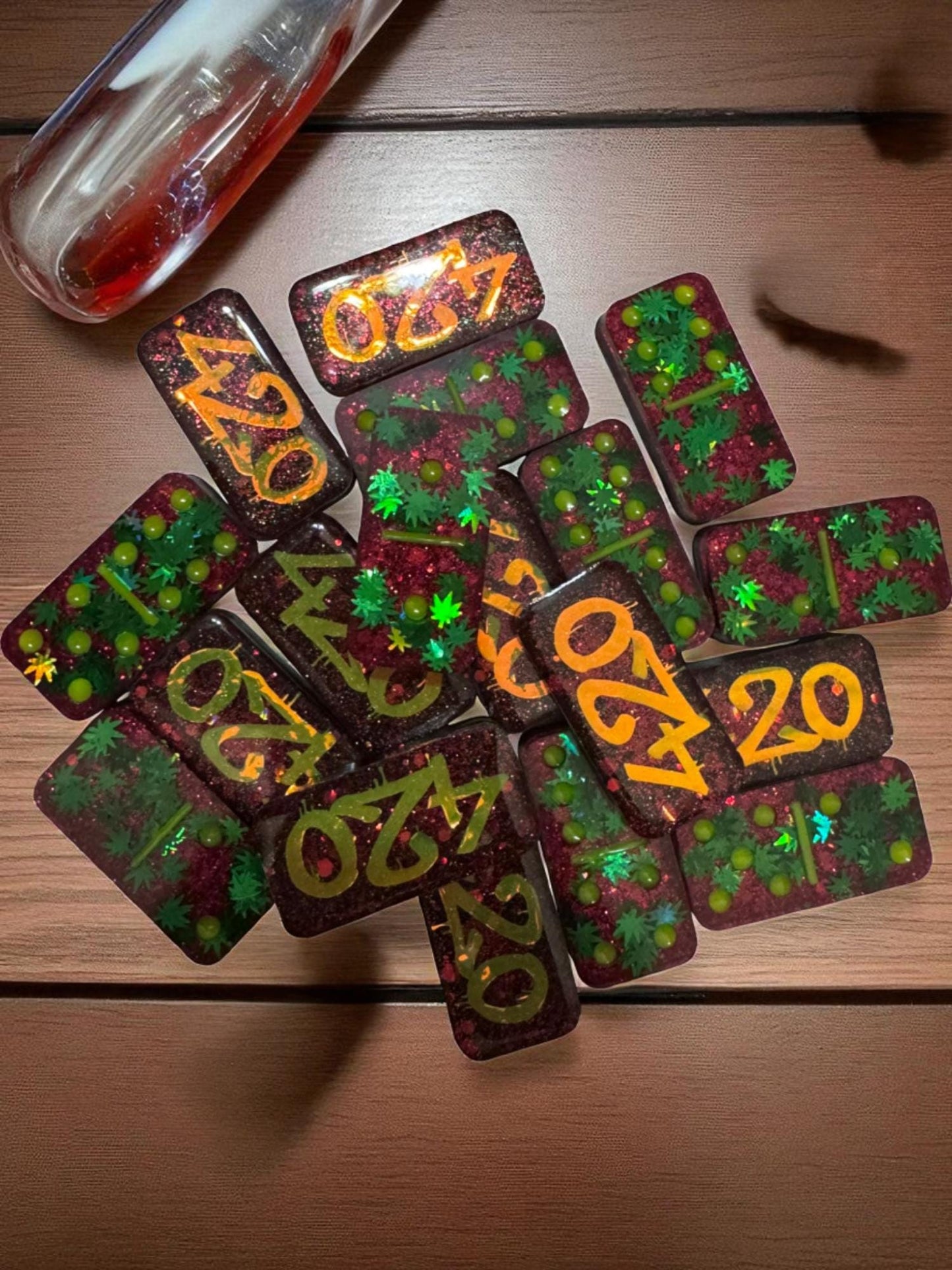 Handmade 420 Lover Domino Set with Storage Case | Unique Stoner Gift Idea