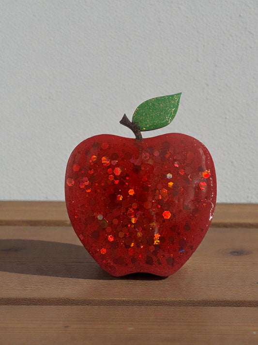 Handmade Glitter Apple Magnet Cute Handpainted Fruit Fridge Decor