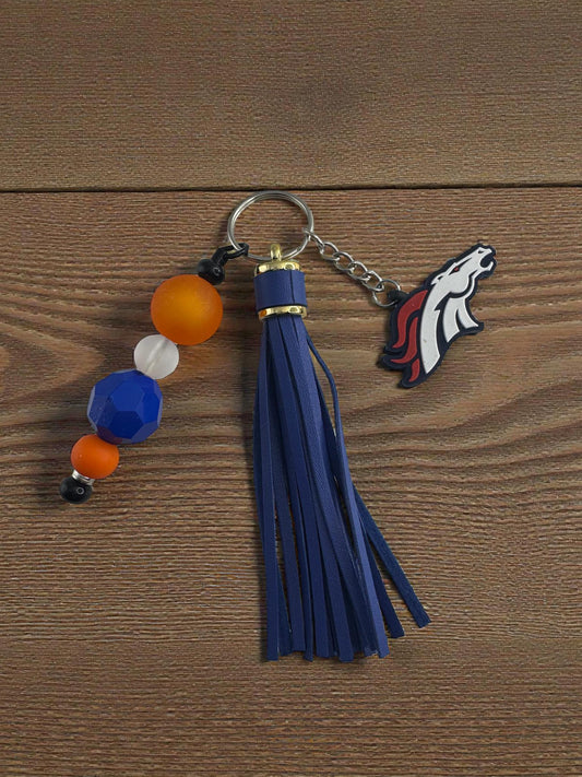 Handmade Favorite Team Keychain | Tassel, Focal Bead & Team Color Keyring Gift