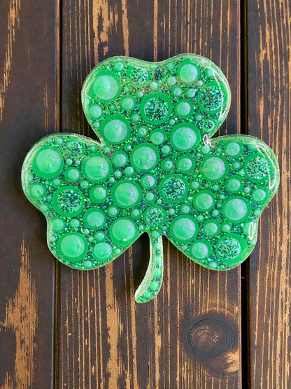 Handmade Shamrock Magnets  Handpainted Irish Clover Fridge Decor  St. Patrick's Day Gift