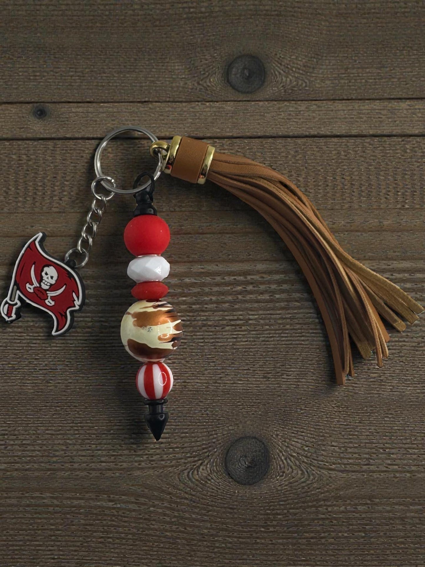 Handmade Favorite Team Keychain | Tassel, Focal Bead & Team Color Keyring Gift