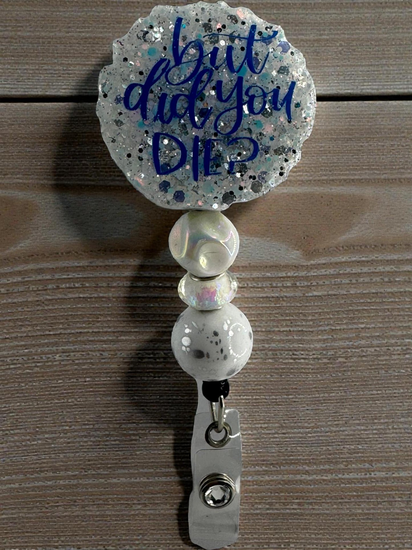 Funny Badge Reel with Bubblegum Beads - Handmade ID Holder - Sassy Work Accessory