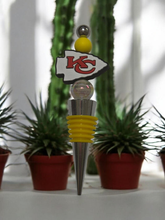 Football Beaded Wine Stopper with Unique Focal Charm | Fun Bottle Sealer Gift