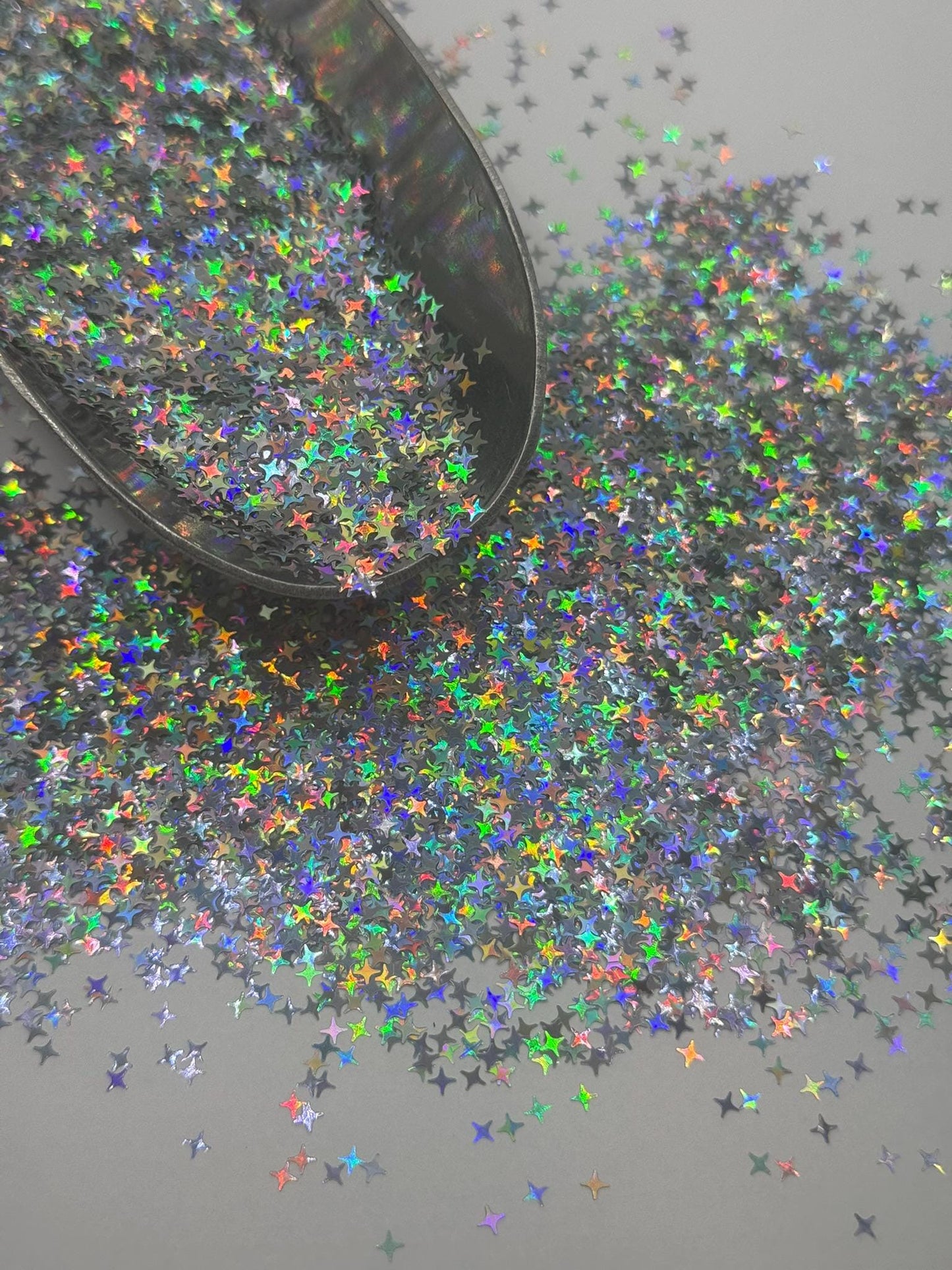 Silver Holographic Star Glitter: Fine Polyester Crafting Sparkles "Galaxy Stars"