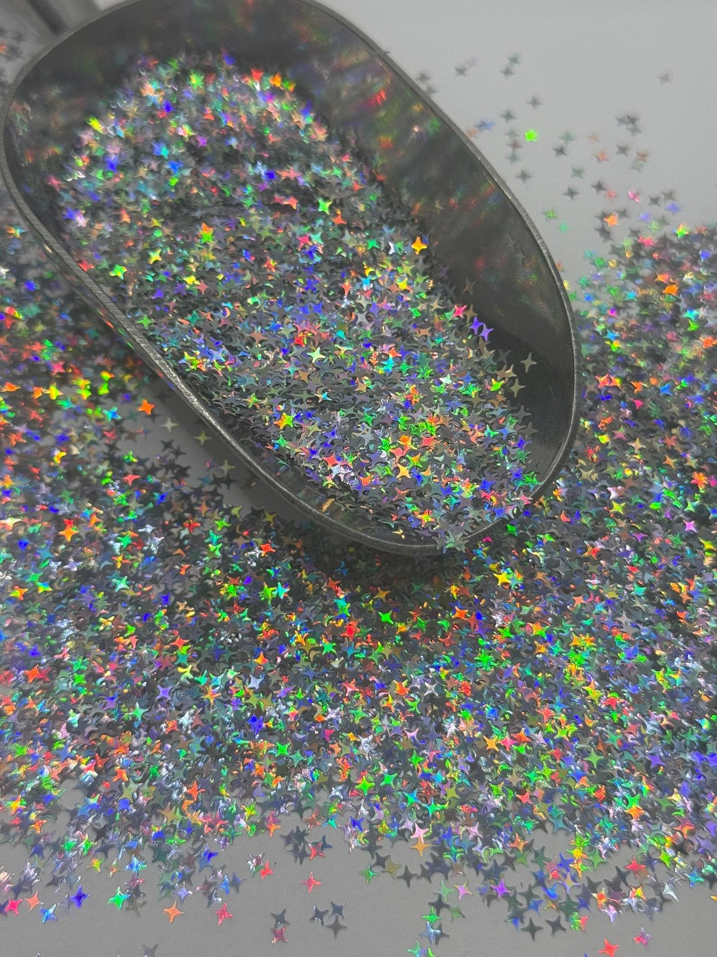 Silver Holographic Star Glitter: Fine Polyester Crafting Sparkles "Galaxy Stars"