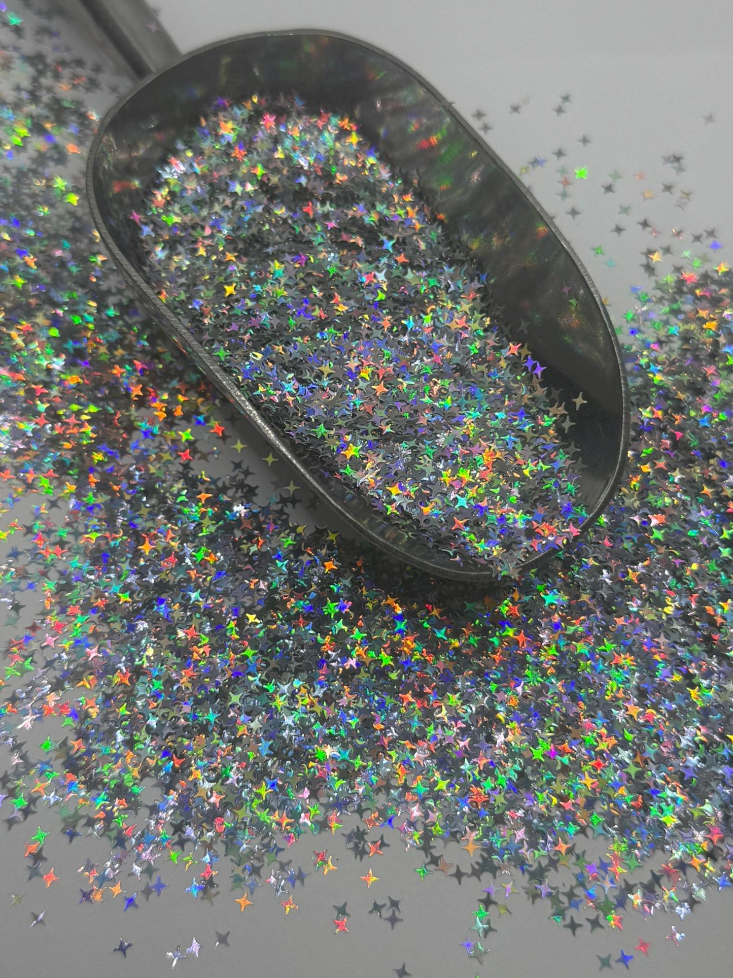 Silver Holographic Star Glitter: Fine Polyester Crafting Sparkles "Galaxy Stars"