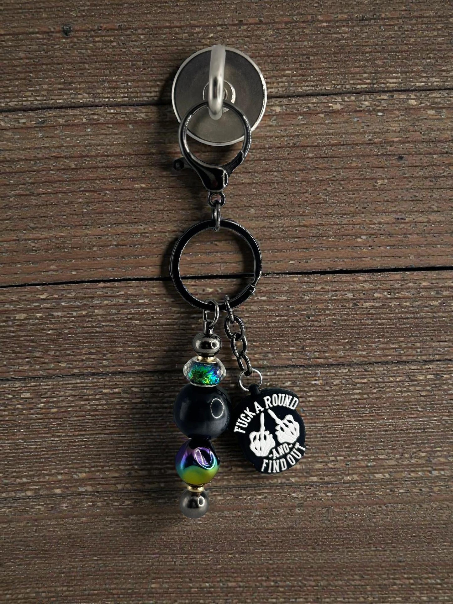 Handmade Beaded Keychain with Unique Focal Charm | Custom Bag Accessory Gift