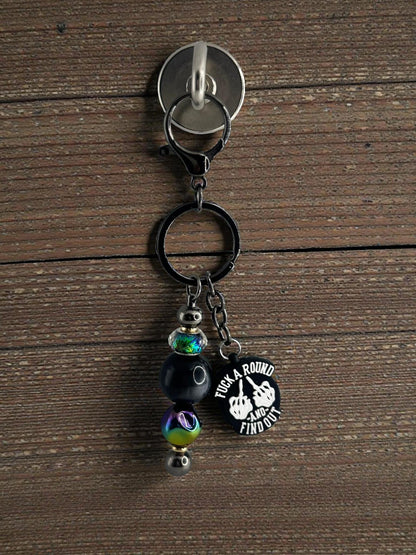Handmade Beaded Keychain with Unique Focal Charm | Custom Bag Accessory Gift