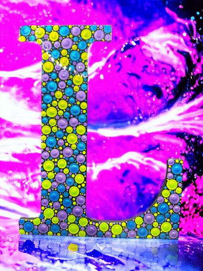 Personalized Dot Art Initial L Wall Decor -  Letter Decoration