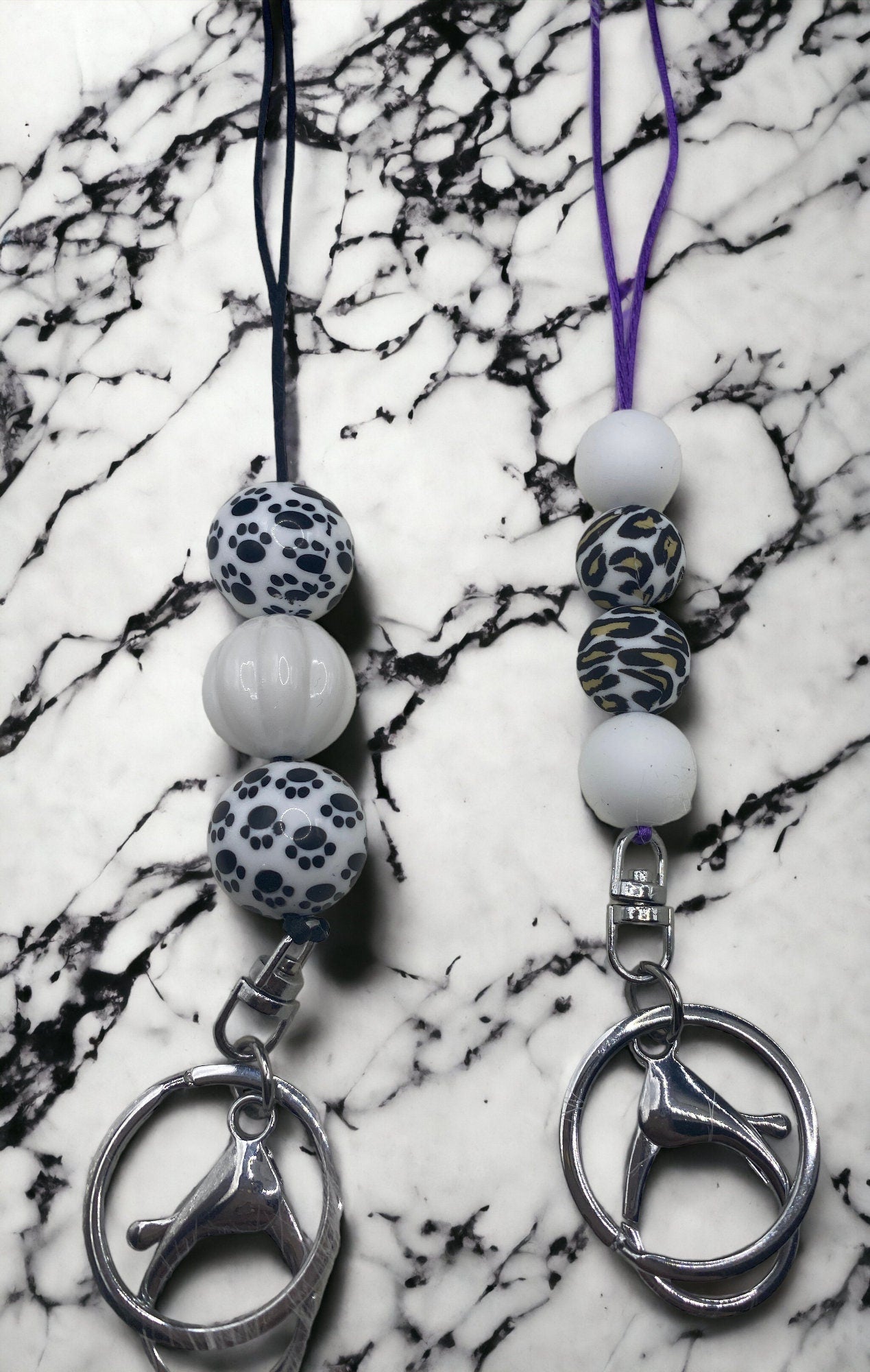 Colorful Bubblegum Bead Lanyard: Teacher Student ID Holder