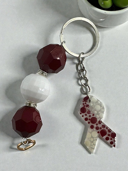 Chunky Bead Cancer Awareness Ribbon Keychain | Meaningful Support Accessory