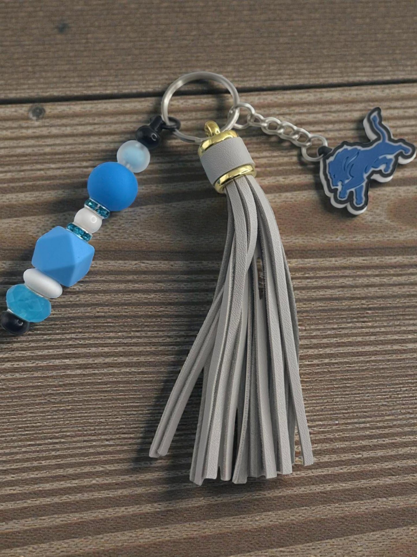 Handmade Favorite Team Keychain | Tassel, Focal Bead & Team Color Keyring Gift