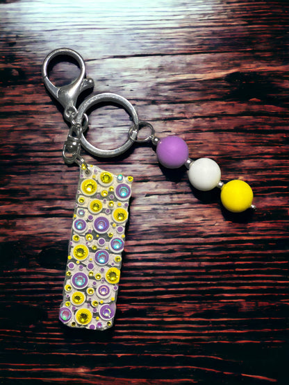 Vikings Rhinestone Keychain: Bubblegum Bead Bag Charm