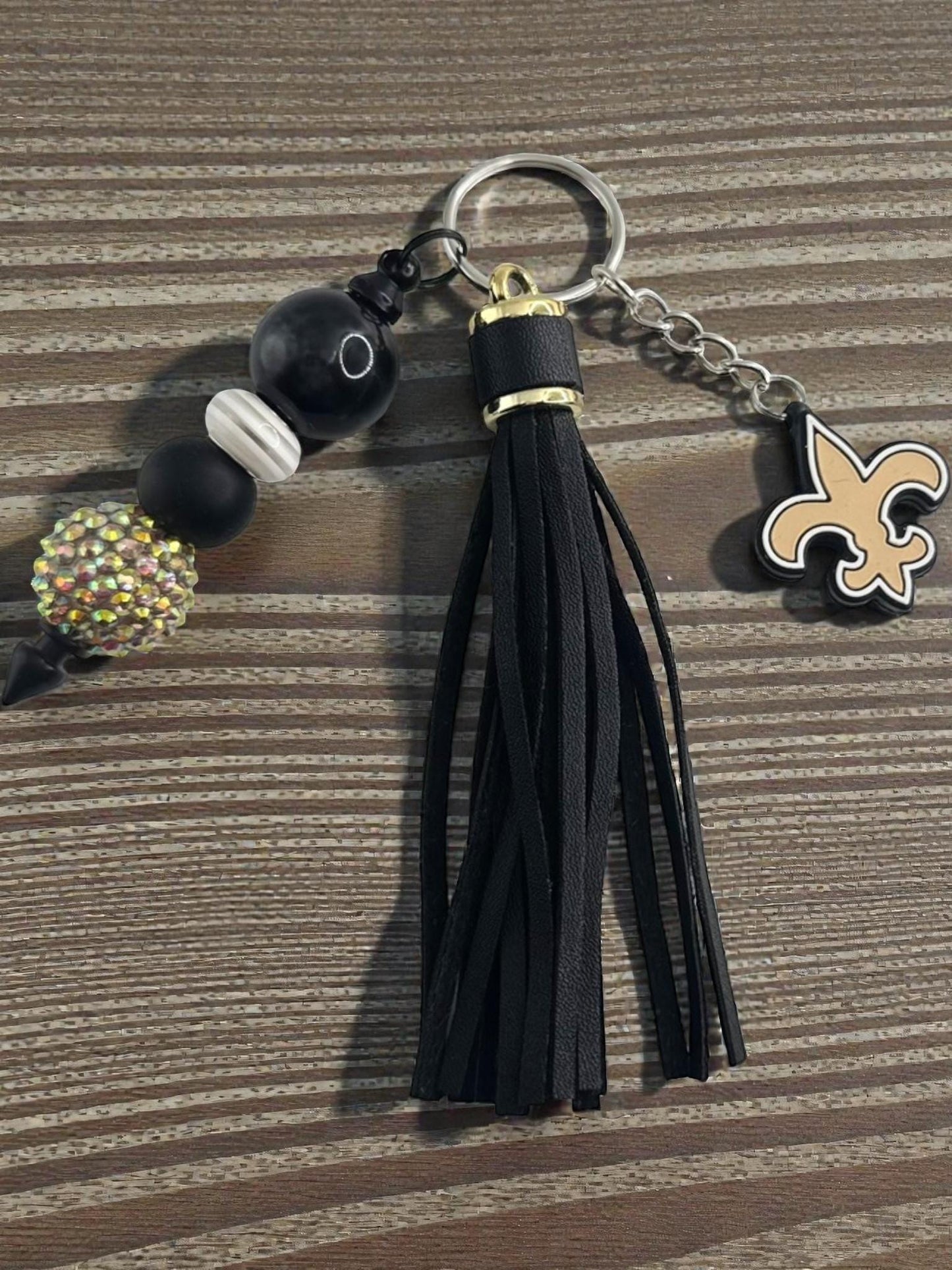 Handmade Favorite Team Keychain | Tassel, Focal Bead & Team Color Keyring Gift