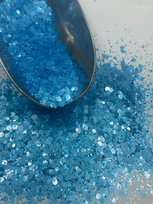 Chunky Neon Blue Glitter: Loose Polyester Crafting Sparkles "Dallas"