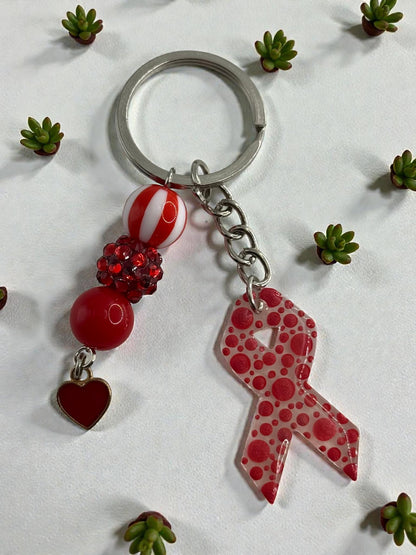 Chunky Bead Cancer Awareness Ribbon Keychain | Meaningful Support Accessory