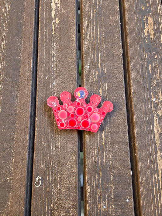 Handmade Rhinestone Crown Magnet Handpainted Unique Gift for Fridge or Locker