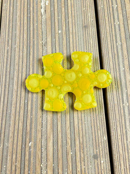Handpainted Puzzle Piece Magnets - Autism Awareness Gift for Fridge - Unique Handmade Support Item
