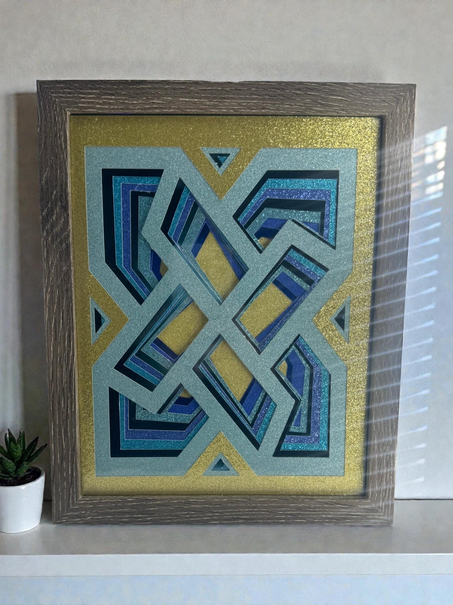 Shadowbox Abstract Glitter Art