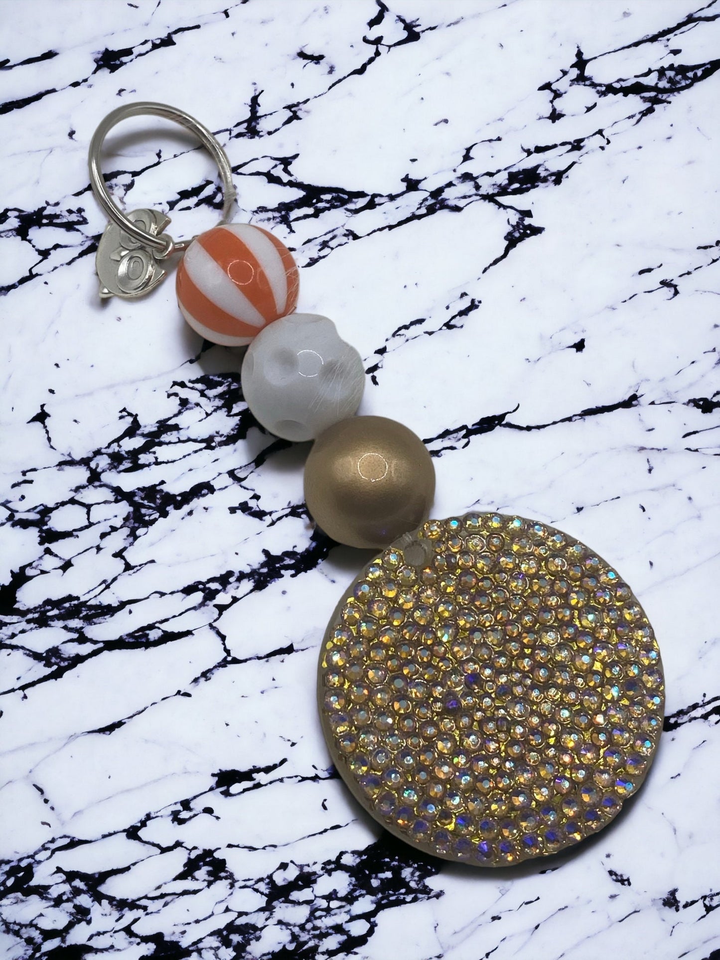 Rhinestone Keychain with Bubblegum Beads