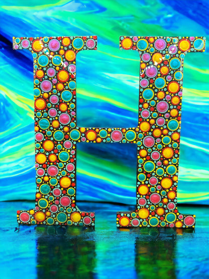 Initial H Personalized Dot Art - Unique Sparkle Wall Hanging