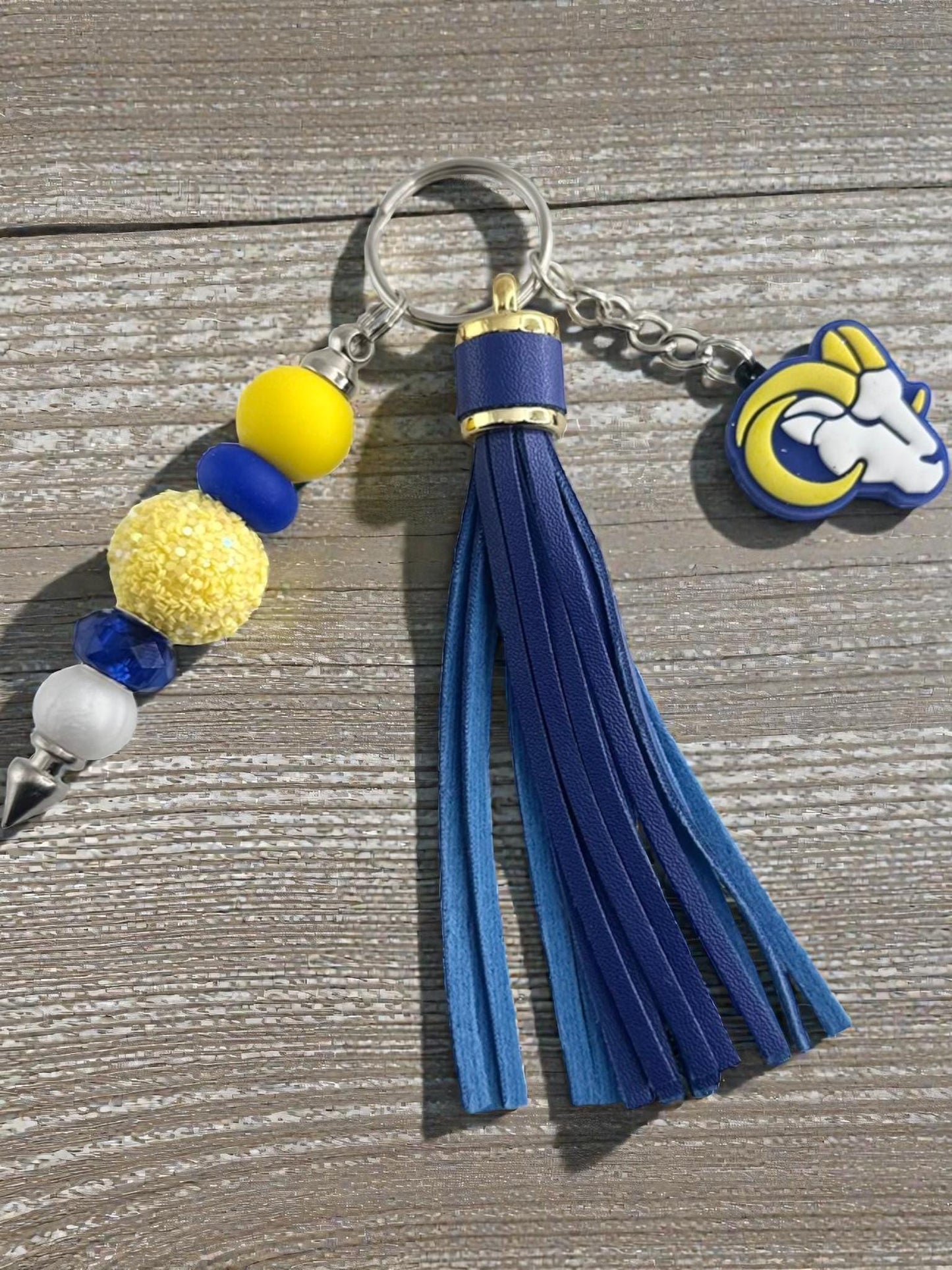 Handmade Favorite Team Keychain | Tassel, Focal Bead & Team Color Keyring Gift