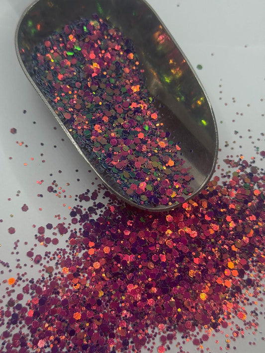 Chunky Purple Red Color Shift Glitter: DIY Craft Supply "Jealousy"