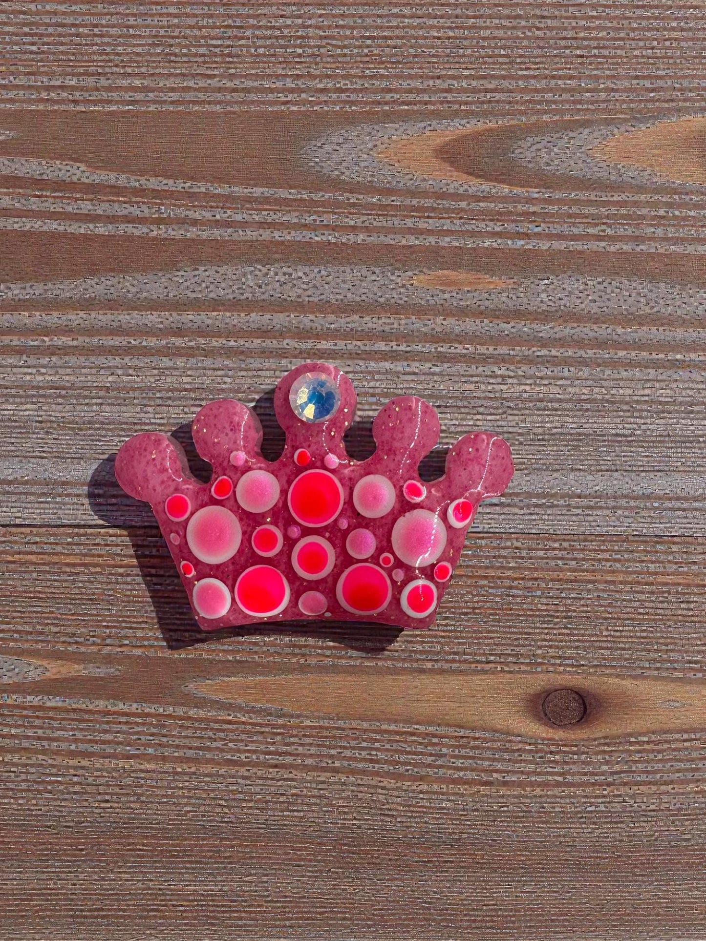 Handmade Rhinestone Crown Magnet Handpainted Unique Gift for Fridge or Locker